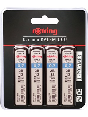 Aesco Rotring Tikky Hi-Polymer Mekanik Kurşun Kalem Ucu, 0,7mm, 2b, 4'lü Blister