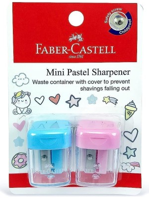 Aesco Faber-Castell Faber Castell Minibox Kalemtıraş 2 Parça, Blister Kartlı, Çeşitli Renkler, FCC584601