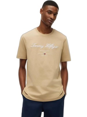 Aesco Erkek Regular Fit Baskılı Yuvarlak Yaka Pamuklu Kısa Kollu Bej T-Shirt MW0MW33691-AEG