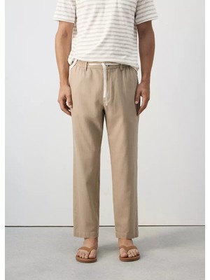 Mango Pamuk Keten Karışımlı Relaxed Fit Pantolon
