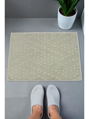 Die Grup Tuğla Desenli 2li Ayak Havlusu - 50X70 cm - Su Emici Banyo Paspası Seti - Yeşil