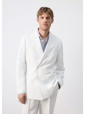 Mango Lyocell Keten Karışımı Kruvaze Blazer Ceket