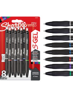 Aesco Sharpie Gel Jel Mürekkepli Kalem, 0.7 Mm, 8li Bls