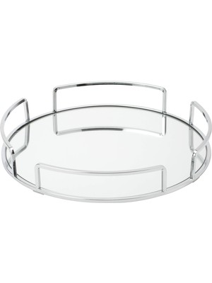 Die Grup Home Details Aynalı Makyaj Tepsisi | Boyutlar: 33 cm U x 33 cm G x 5 cm Y | Cam Taban | Kozmetik Için Harika | Takı | Tuvalet Malzemeleri | Organizasyon | Krom