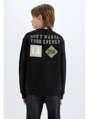 Aesco Defacto Bisiklet Yaka Sırt Baskılı Sweatshirt Erkek Çocuk D3035A824WN