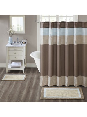 Die Grup Madison Park Amherst Banyo Halıları Oda DEKORU%100 Pamuk Tepeli Ultra Yumuşak Kaymaz, Emici Hızlı Kuruyan Küvet Paspasları, 20X30, Kahverengi/mavi