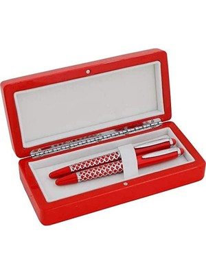 Aesco Steelpen Duke Serisi M01 Words Kırmızı Dolma Kalem+Roller Kalem