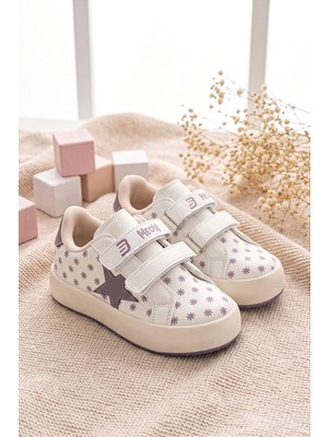 Dark Seer Çocuk Bej Mor Sneaker Günlük Spor Cırtlı Ayakkabı 2026 - Kids DS Omega