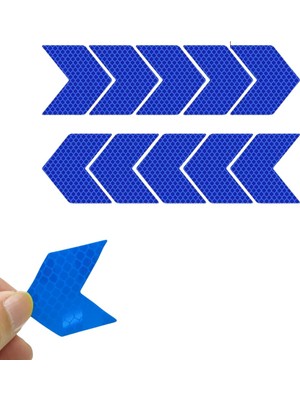 Aesco Yüksek Performans 10 Adet Chevron Şekilli Yansıtıcı Sticker Seti Motorlu Motorsuz Tüm Araçlar Için (Mavi)