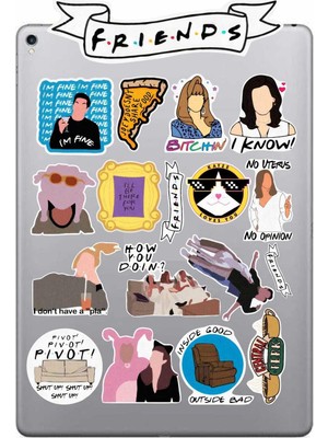 Aesco Ms Major Selection Friends Dizi Temalı Bilgisayar Laptop Defter Tablet Valiz Sticker Seti