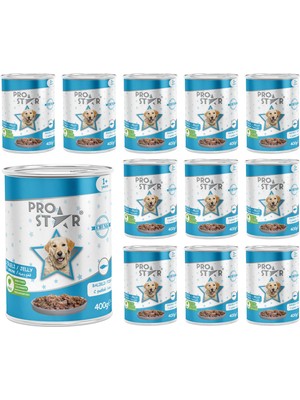 Die Grup Prostar Yetişkin Köpek Balıklı ve Jöleli Konserve Mama 400 gr x 12 Adet
