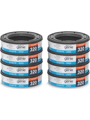 Die Grup Diaper Genie Essentials Yuvarlak Yedek 8'li Paket | 2560'A Kadar Yenidoğan Bezi Tutar | Kokusuz Sürekli Film Içerir | Bebek Bezi Genie Komple ve Ifade Kovaları ile Uyumlu