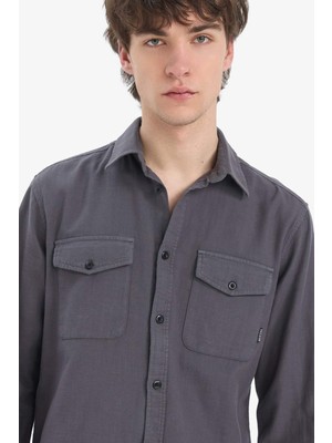 Aesco DEFACTO%100 Pamuk Regular Fit Polo Yaka Basic Düz Uzun Kollu Gömlek B2654AX25SP
