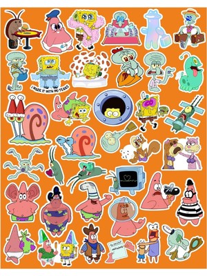 Aesco Ms Major Selection Sünger Bob Kare Şort Seri 3 Sticker Telefon Laptop Notebook Tablet Defter Matara Stiker Etiket