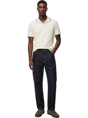 Aesco Pamuklu Kısa Kollu Pike Kumaş Çizgi Detaylı Slim Fit Polo Yaka Tişört