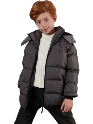 Aesco Lela Peluş Astarlı Çıkarılabilir Kapüşonlu Cepli Kışlık Mont Erkek Çocuk Mont 5761587