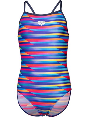 Aesco Arena Racing Stripe Swimsuit Lightdrop Back Çocuk Çok Renkli Yüzücü Mayosu 009006570 Çok Renkli 6-7 Y