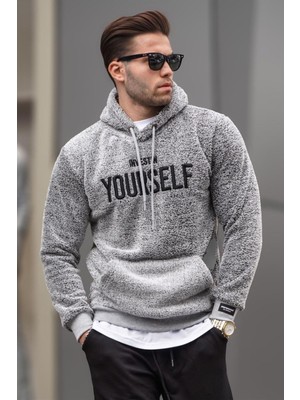 Aesco Madmext Kapşonlu Peluş Sweatshirt Gri 4390,GRI 2xl