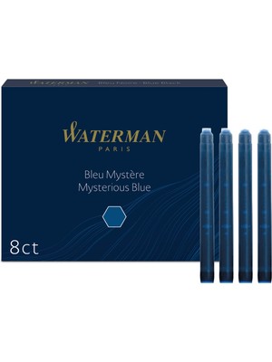Aesco Waterman Kartuş, 8'li Kutu, Siyah/mavi
