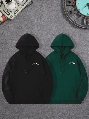 Aesco Tarzsokak Renkli Kapşonlu Sweatshirt Çift Sevgili Kombinleri Couple Clothing, RENKLI-K23, M