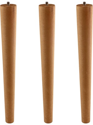 Aesco Sehpa ve Masa Ayağı Doğal Ahşap 40 cm 3 Adet Ohem Silindir Model Modern Mobilya Kahverengi Boyalı
