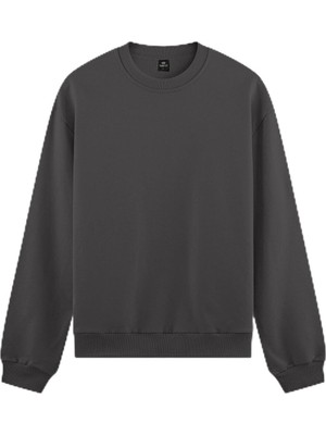 Aesco Koyu Gri Basic O Yaka Rahat Form Erkek Sweatshirt - 88053