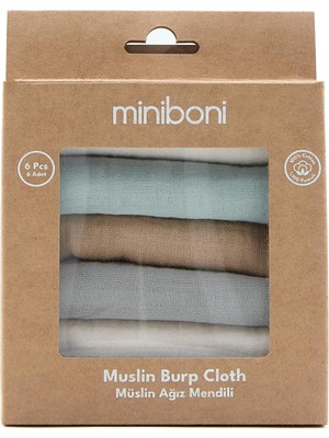 Die Grup Miniboni 6 Lı Ağız Mendili Bej, Ekru, Mint, Gri