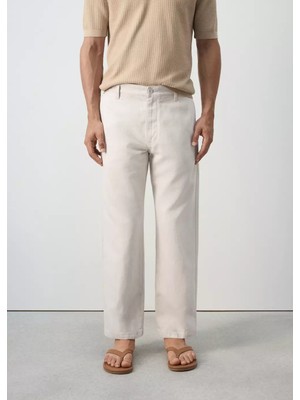 Mango Regular Fit Pamuk ve Keten Karışımı Jean