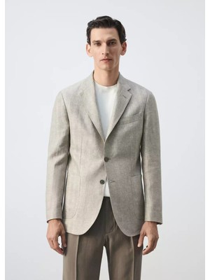 Mango %100 Keten Slim Fit Blazer Ceket