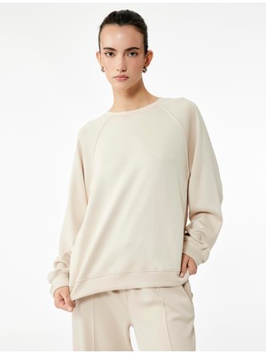 Aesco Scuba Kumaş Uzun Kollu Bisiklet Yaka Basic Sweatshirt