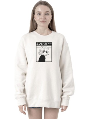 Aesco Tshirthane Hunter x Hunter Anime Neferpitou Beyaz Kadın 2ip Sweatshirt P21557S7038, S
