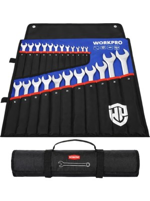 Aesco Workpro WP202504 6-32MM 23 Parça Cr-V Profesyonel Kombine Anahtar Takımı + Bez Taşıma Kılıfı