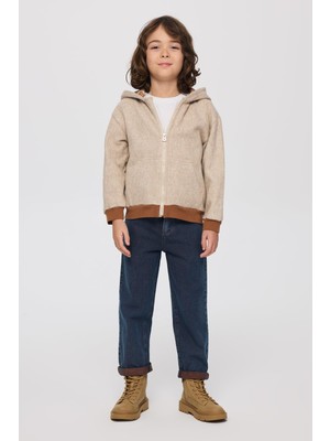 Aesco Erkek Çocuk Fermuarlı Bej-Melanj Sweatshirt 7 Yaş (122 Cm)