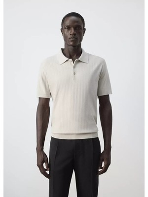 Mango Ince Çizgi Dokumalı Polo