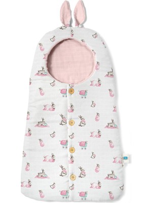 Die Grup Deux LAPINS%100 Pamuk Bebe Lapin Rose Muslin Kundak Battaniye Pembe BSSNT1019