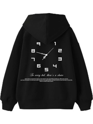 Aesco Tarzsokak 816 Clock Baskılı Oversize Unisex Siyah, SIYAH-108, L