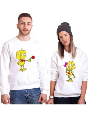 Aesco Tshirthane Romantik Robot Sevgili Kombinleri Sweatshirt Kombini, Kadın, 2xl-Tek Ürün Fiyatıdır, Kombin Yapmak Için En Az 2 Adet Sepete Ekleyiniz