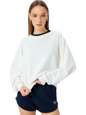 Aesco Bisiklet Yaka Uzun Kollu Basic Oversize Sweatshirt