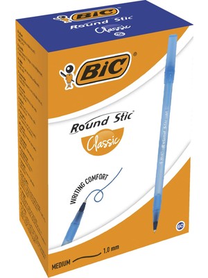 Aesco Bıc Round Stic Tükenmez Kalem Mavi 60'lı Kutu