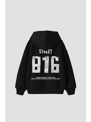 Aesco Tarzsokak Street 816 Baskılı Oversize Unisex Premium Siyah, SIYAH-250, M