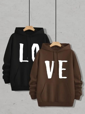 Aesco Tarzsokak Renkli Kapşonlu Sweatshirt Çift Sevgili Kombinleri Couple Clothing, Renkli-K2, M
