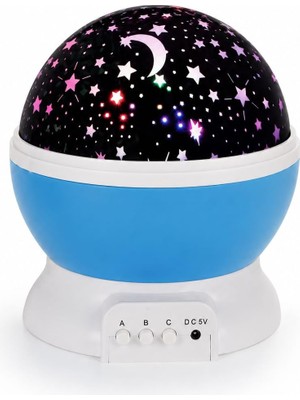 Die Grup Yıldız Projeksiyon Lambası, Dönen Gece Lambası, Renkli LED Işıklı Galaksi Projektörü, Çocuk Odası ve Bebek Odası Için Dekoratif Masa Lambası, USB ve Pil ile Çalışan Gece Işığı