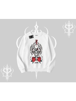 Aesco Tarzsokak Biskilet Sweatshirt Stay Humble Work Hard Enjoy Life, Beyaz, S