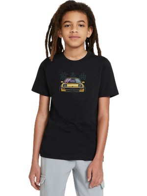 Aesco Qivi Çocuk Siyah Araba H 1988 Baskılı Sweatshirt SFK0508-COCTS, 5-6 Yaş