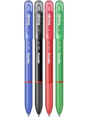 Aesco Rotring Gel 0.7 Jel Kalem Seti 4'lü, Kırmızı-Mavi-Siyah-Yeşil