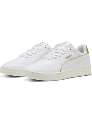 Aesco Puma Kadın Court Lally Dayınight Spor Ayakkabı Puma White-Puma White-Gold 37