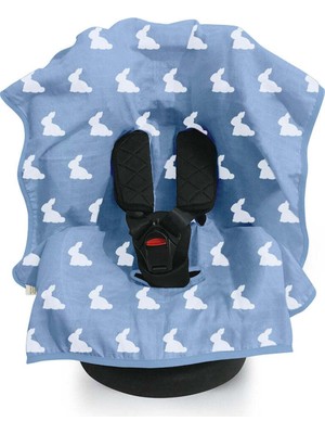 Die Grup Deux LAPINS%100 Pamuk Müslin Puset & Oto Koltuk Örtüsü - Mono Lapin Royal Blue POKORT-RYB-000STD