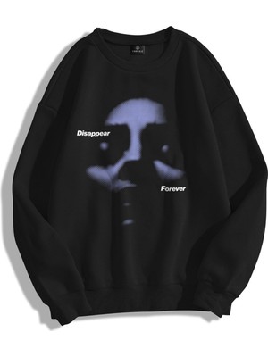 Aesco Tarzsokak Unisex Disappear Forever Bisiklet Yaka Sweatshirt Siyah, SIYAH-607, Xl