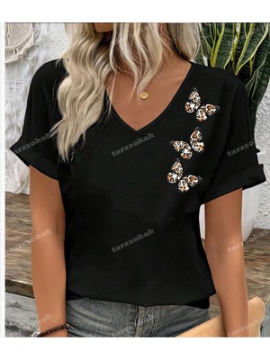 Aesco Tarzsokak Leopar Desenli Kelebek 1, SIYAHLEOPAR48, S/m