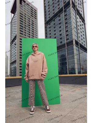 Aesco Tarzsokak Y2K Unisex More Talent Less Ego Sweatshirt Kod 2004, KAHVERENGI-552, Xl